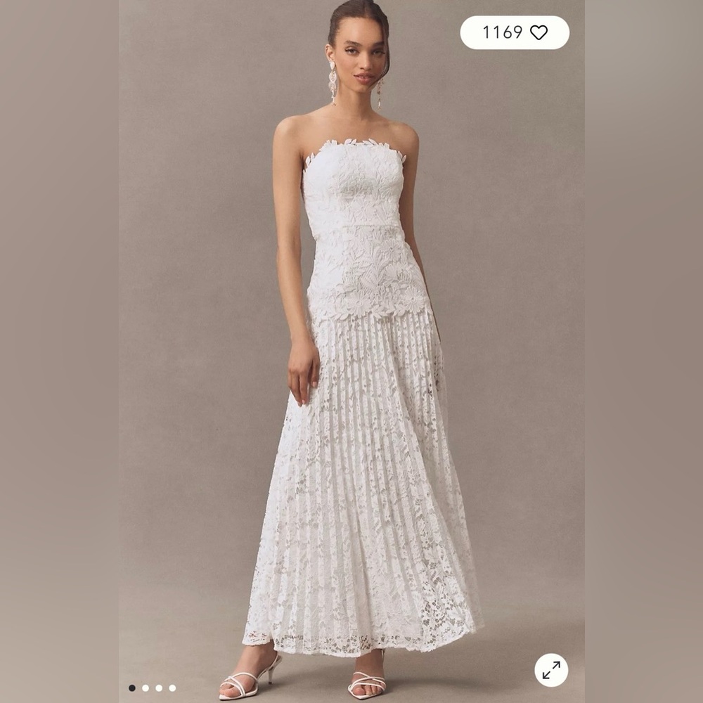 Milly White Strapless Lace Maxi Dress